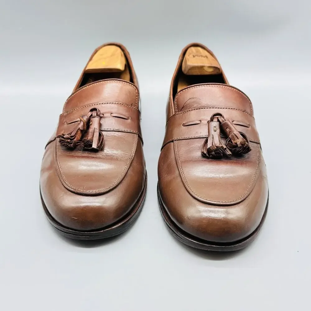Bragano Shoes Mens 9 Brown Leather Tassel Loafers Slip On Dress Classic Italy